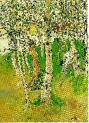 Carl Larsson ulf en naken pojke mellan bjorkstammar-ulf badar pa bullerholmen oil painting on canvas